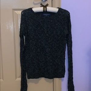 Charcoal gray holey sweater